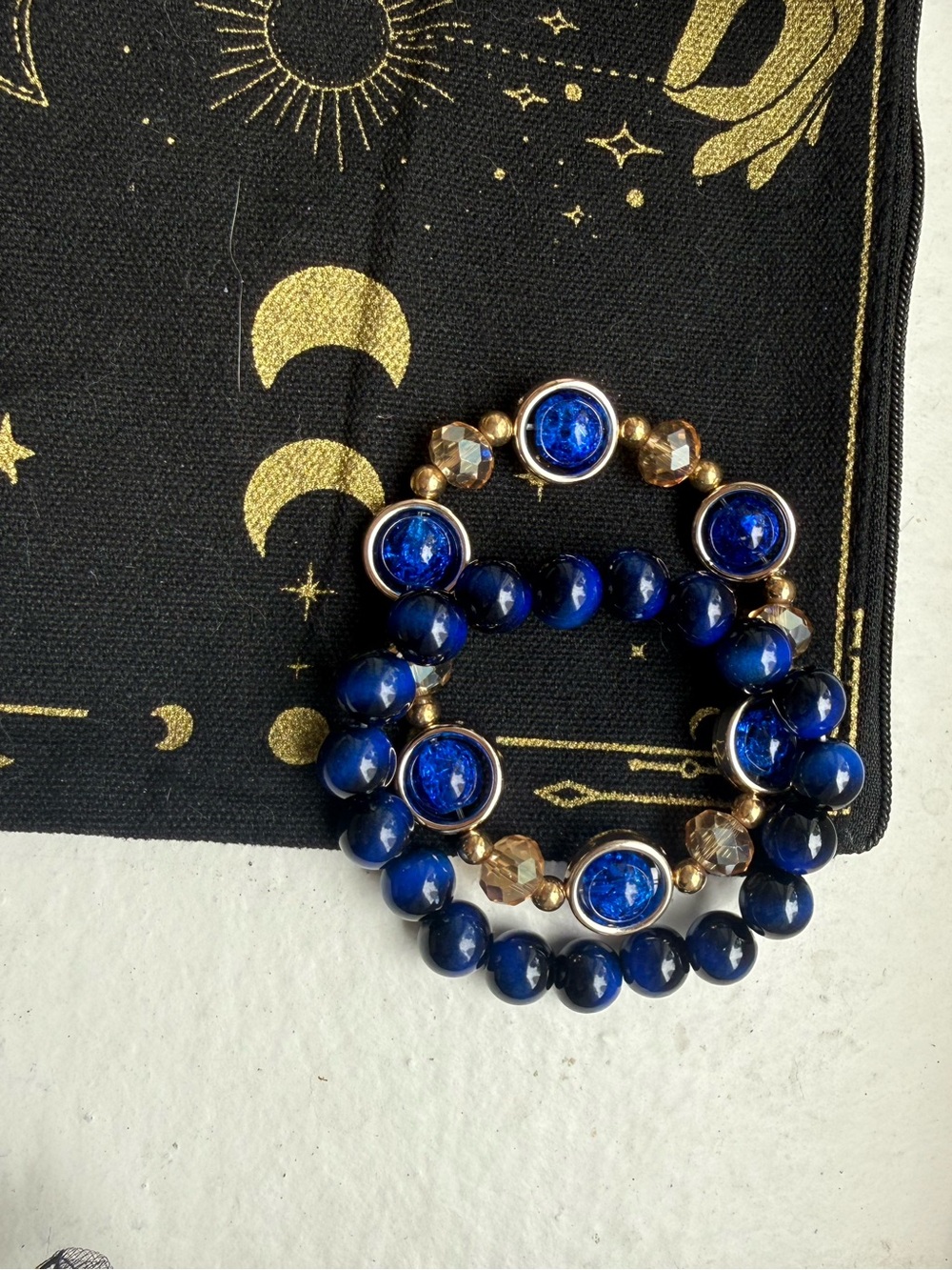 Celestial Goddess Gift Set with Pouch, Black Obsidian Heart, Bracelets, Earrings - Picture 4 of 9